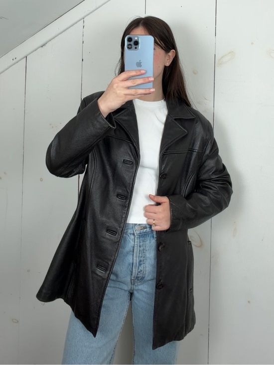 Wilsons Leather Jackets & Blazers - Vintage Wilsons Brown Leather Button Front Blazer Jacket Women’s Large Y2K 90s